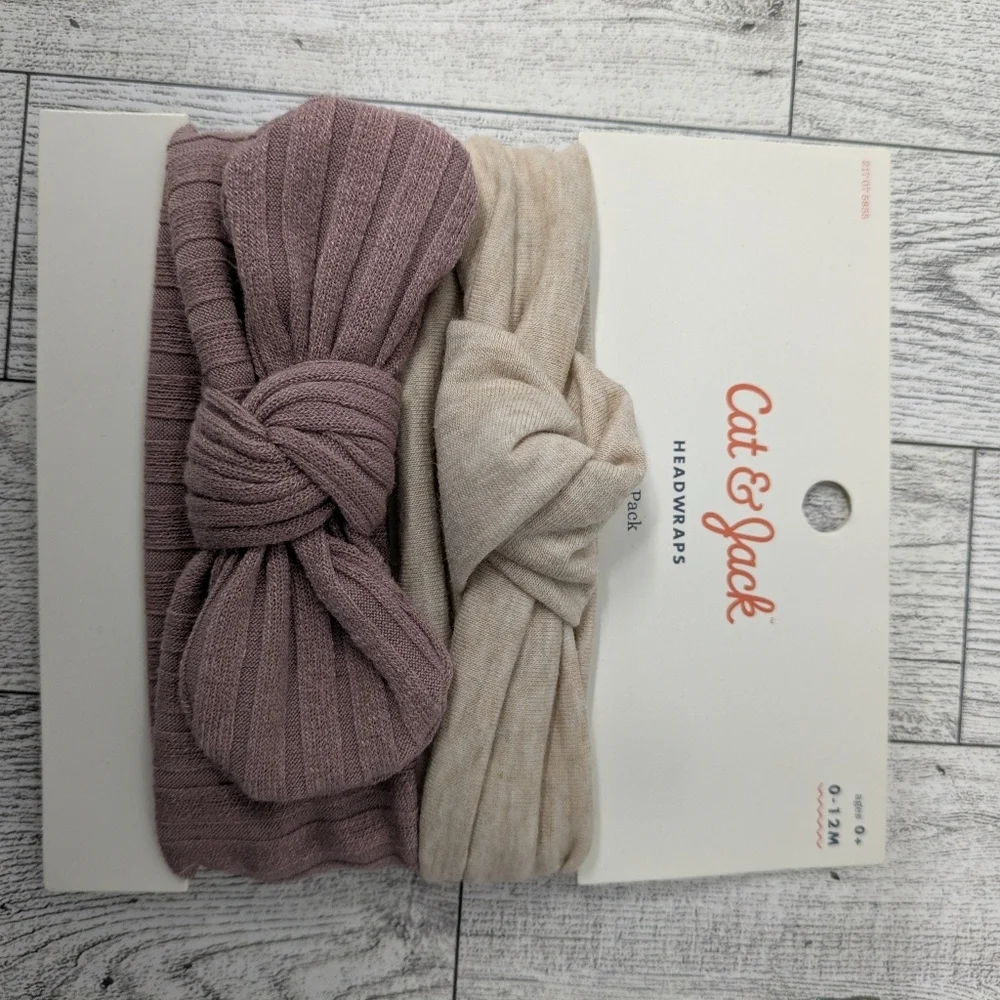 Cat & Jack Ribbed Headwraps in Mauve and Beige
